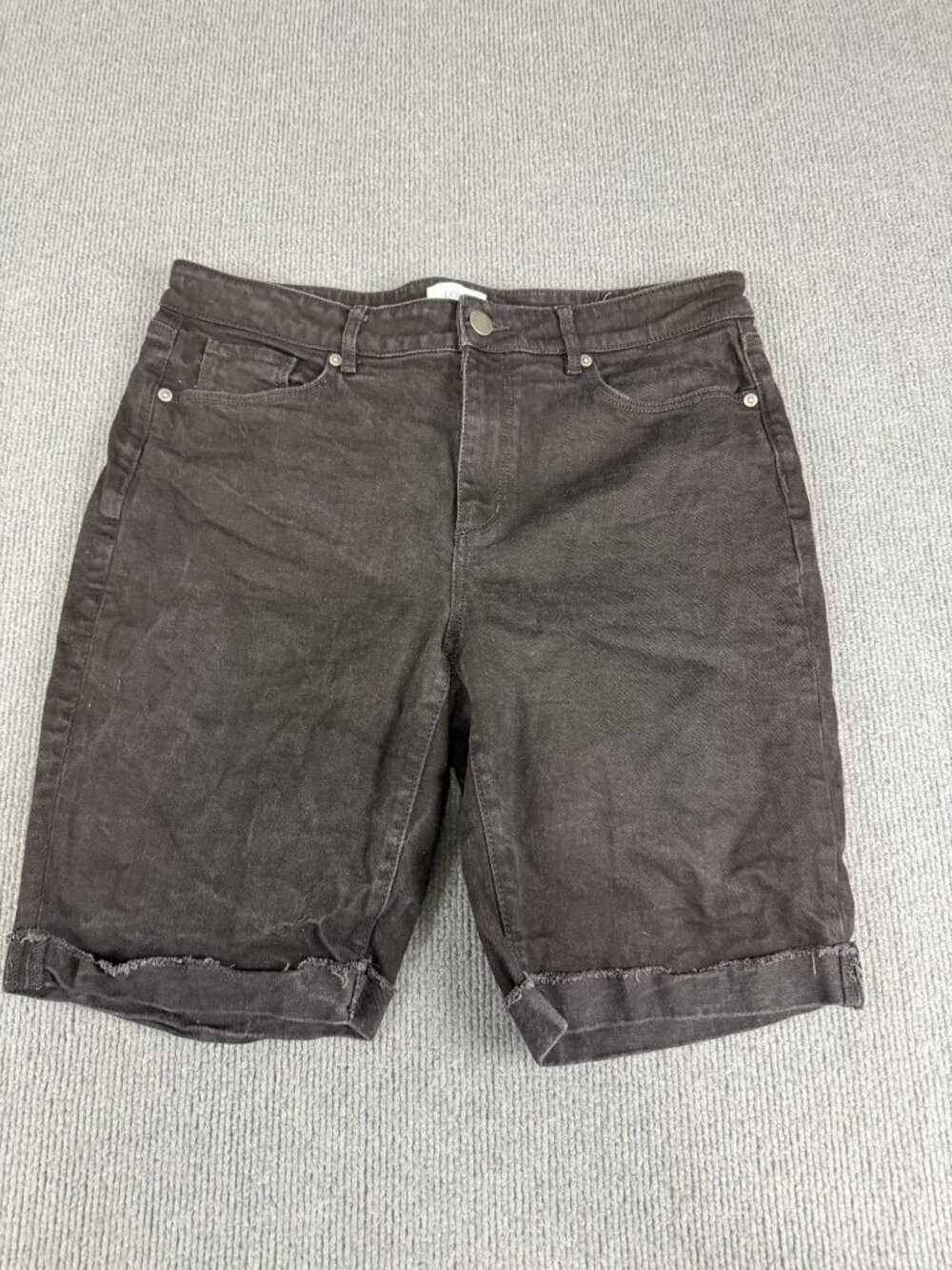 Loft Outlet Womens Black Frayed Hem Curvy Bermuda Shorts 12